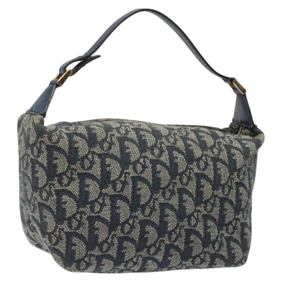 DIOR Trotter Canvas Hand Bag Navy Gold - Picture 1 of 12